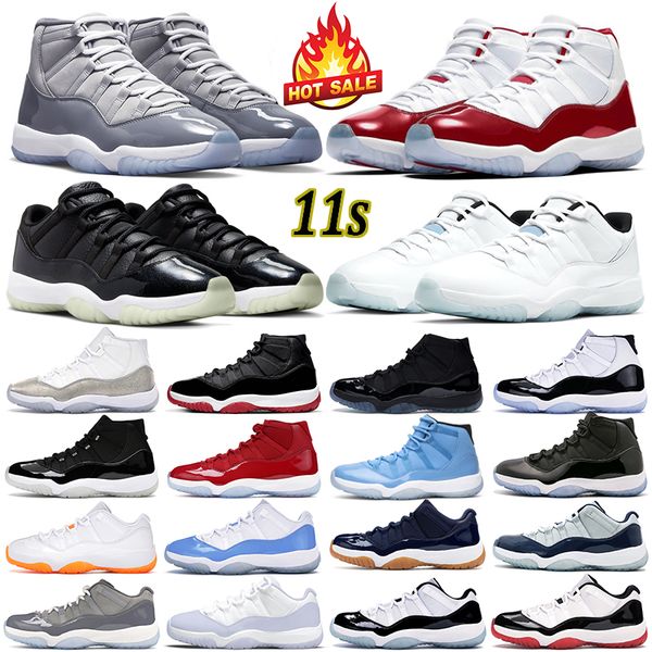jumpman 11 11s low men basketball shoes sneakers white bred concord cherry cool grey space jam university blue mens womens sports outdoor tr, Black